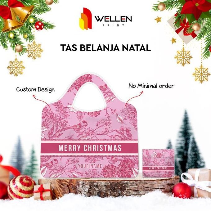 Sale Wellen Print - Tas Belanja Lipat Besar Kantong Belanja Jumbo Lipat 2 Custom Full Color