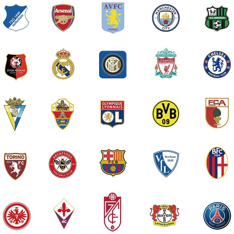 

Stiker Set Stiker Paket 50pcs Sepak bola logo Stiker Aesthetic Stiker Anti Air Stikers Berperekat Waterproof sticker decal buat Motor Helm Buku Journal Koper Casing HP Laptop Botol Minum Hadiah anak FN-46