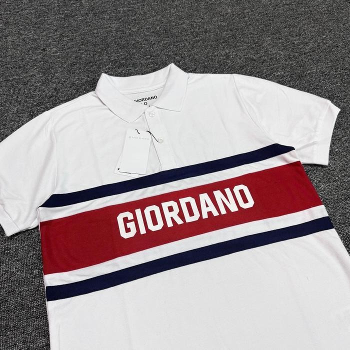 ST GIORDANO POLOSHIRT GRDANO RED STRIP Baju Polo dengan Desain Garis Merah dan Putih di Dada Formal 