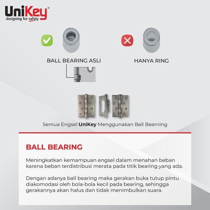 Unikey Steel Hinge Ekp 102 4X3X3Mm 4Bb Sn Engsel Pintu