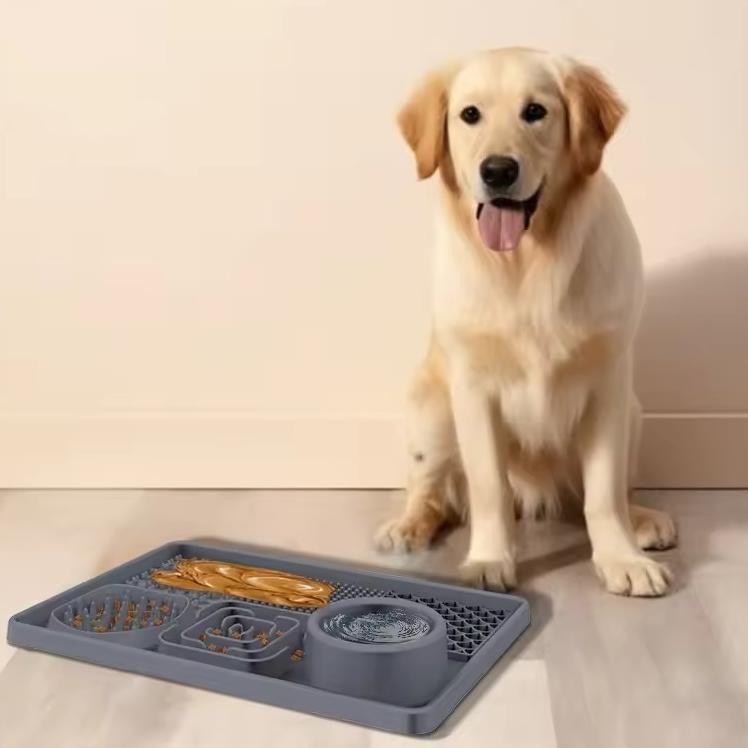 Bowl Slow Pet Feeder Square Silikon Pet Feeder Silikon Bowl Untuk Anjing Tempat Makan Silikon