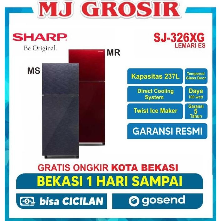 Promo KULKAS SHARP SJ 326 XG LEMARI ES 2 PINTU SJ326XG SJ 326XG SHINE COD
