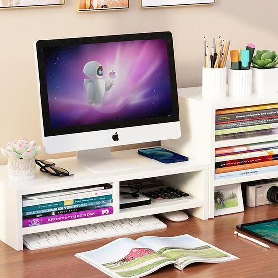 1Set Rak Buku Kertas Monitor Stand Laptop Meja Imac Alas Pc Komputer