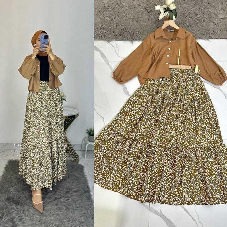 JTS NIRA ONE SET ROK WANITA KEKINIAN KOREAN STYLE SETELAN ROK WANITA KEKINIAN SETELAN ROK ATASAN KER