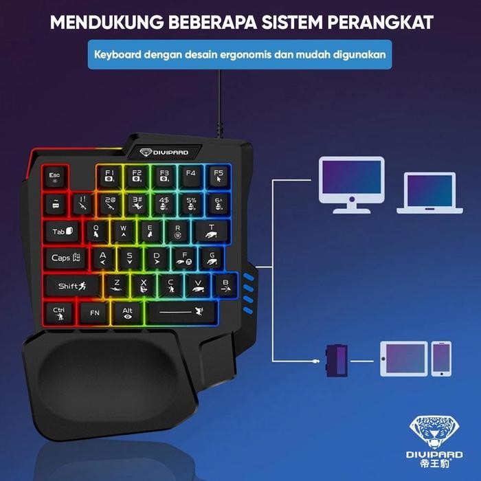 Tp Keyboard Gaming Single Hand Rgb Divipard - Keyboard Gaming
