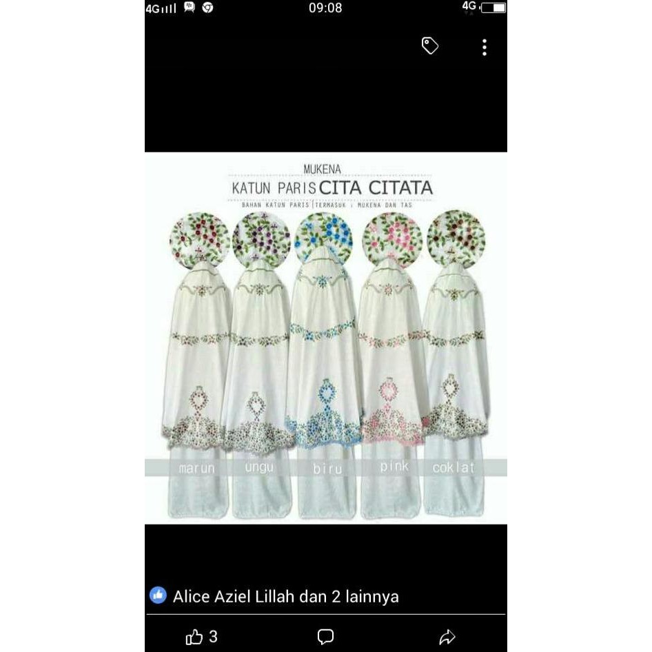 Mukena sutra Velvet cita citata