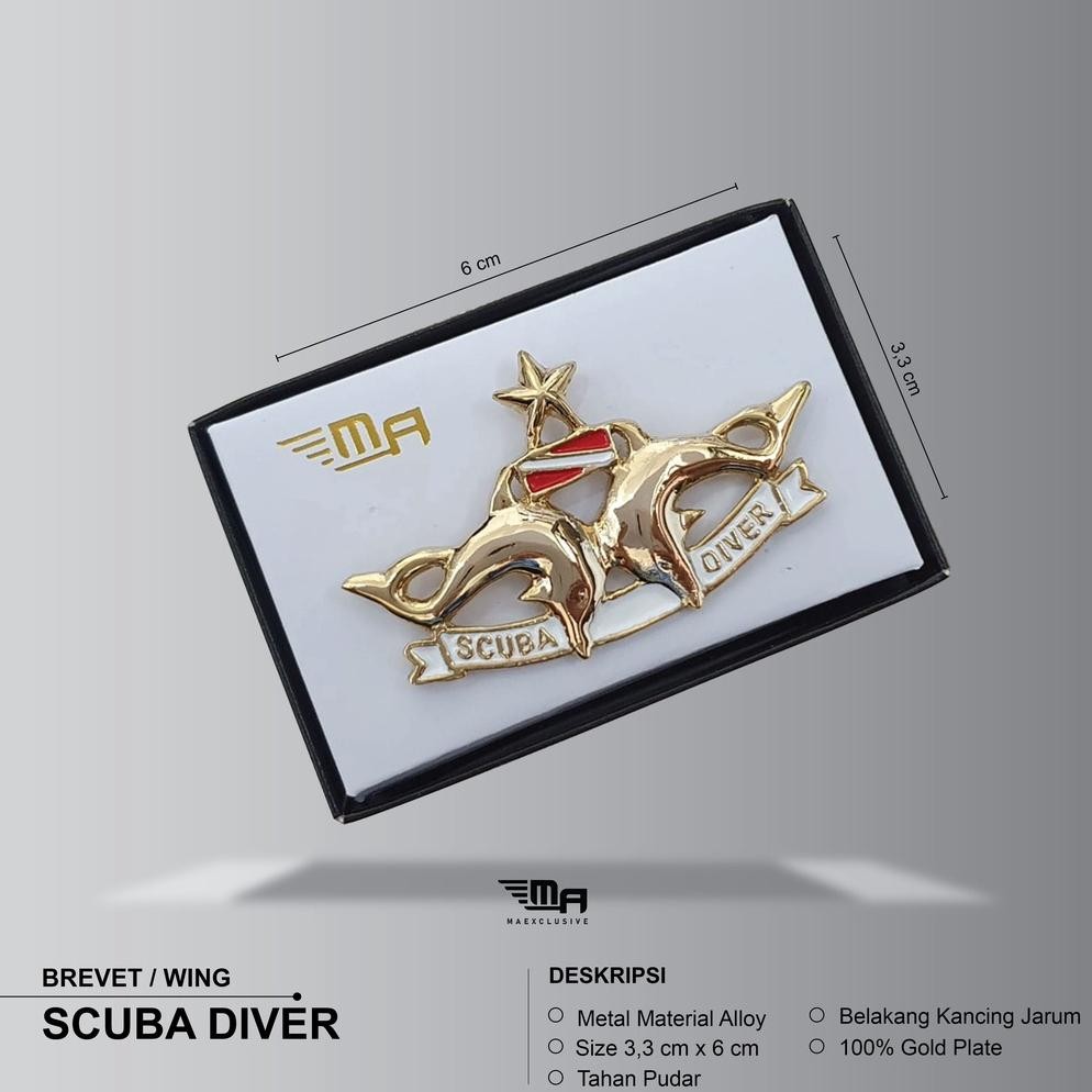 ''Terlaris" Wing Scuba Diver Pdh B Rivet Brevet Pin Scuba Diver