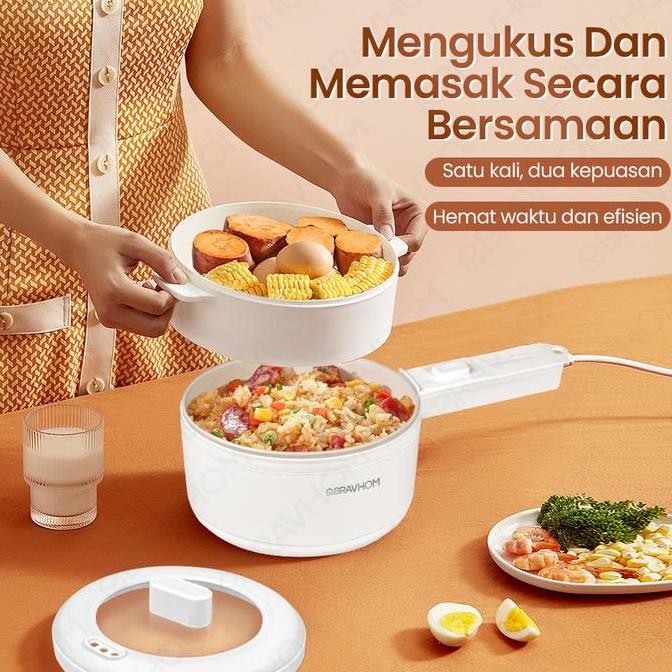 (COD)BRAVHOM PANCI LISTRIK COOKING POT MULTIFUNGSI BERDAYA DUA KECEPATAN YANG DAPAT DISESUAIKAN DENG