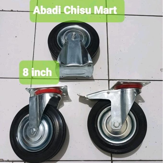 Roda Karet Hitam 8 Inch Roda Troli Etalase - 1 Roda Mati Co