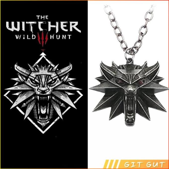 Stok Terbatas Kalung The Witcher School of The Wolf Pendant Necklace Pria Wanita