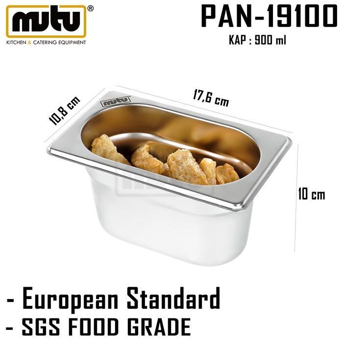 

IX MUTU Food Pan 1/9 PAN-19100 - Gastronom GN Stainless Steel - Wadah Makanan Kedalaman 6.5 10 cm 1965
