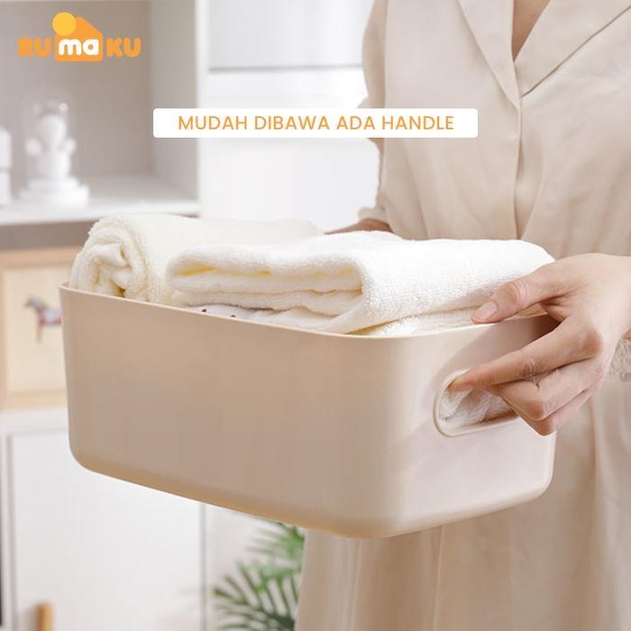 

IX Rumaku Keranjang Serbaguna Tempat Penyimpanan Mainan Pakaian Makanan Wadah Makeup Kosmetik Multifungsi Storage Box Organizer Abu