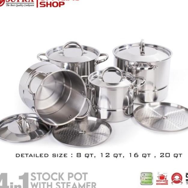 Panci Steamer Supra Set 4 In 1 Stainless Steel