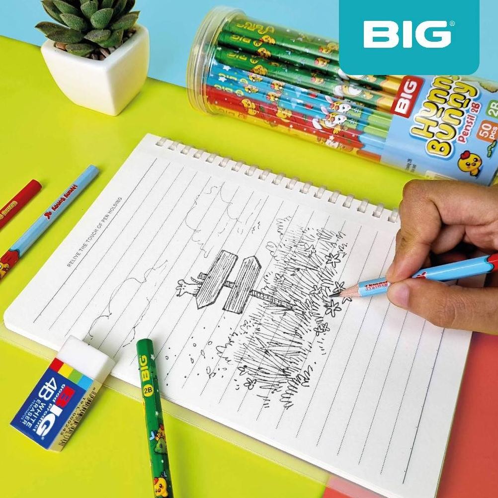 

50 Pcs BIG Pensil 2B Karakter Seri Hunny Bunny Graphite Pencil Extra Dark PS-005