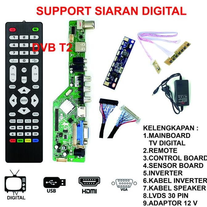UNIVERSAL LCD LED TV MAINBOARD MESIN DTV TV DIGITAL SIGNAL DVB-T2 DVB ORIGINAL DAN TERPERCAYA