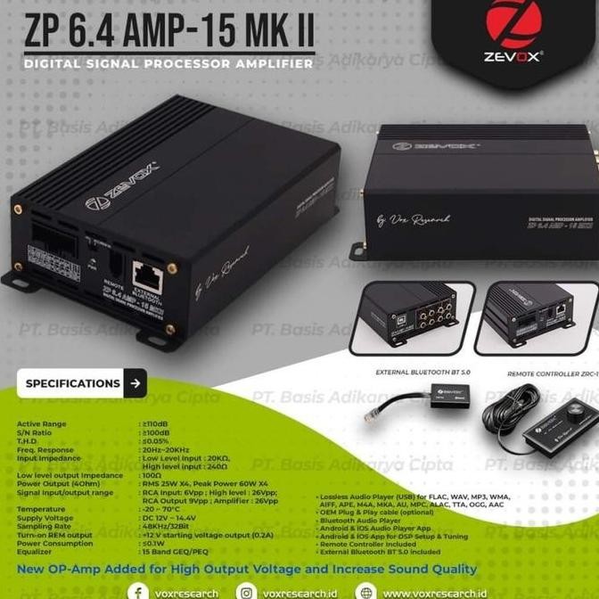 Processor zevox zp6.4amp15mkII - dsp zevox zp 6.4 amp 15 mk2 - zp 6.4