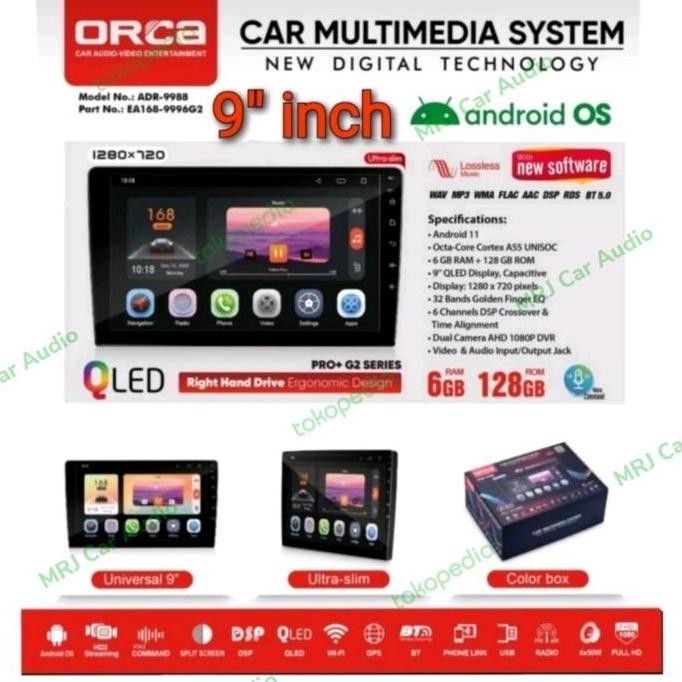 Head Unit 9 inch ORCA ADR-9988 PRO+ Gen 2 + DVR 6/128 QLED