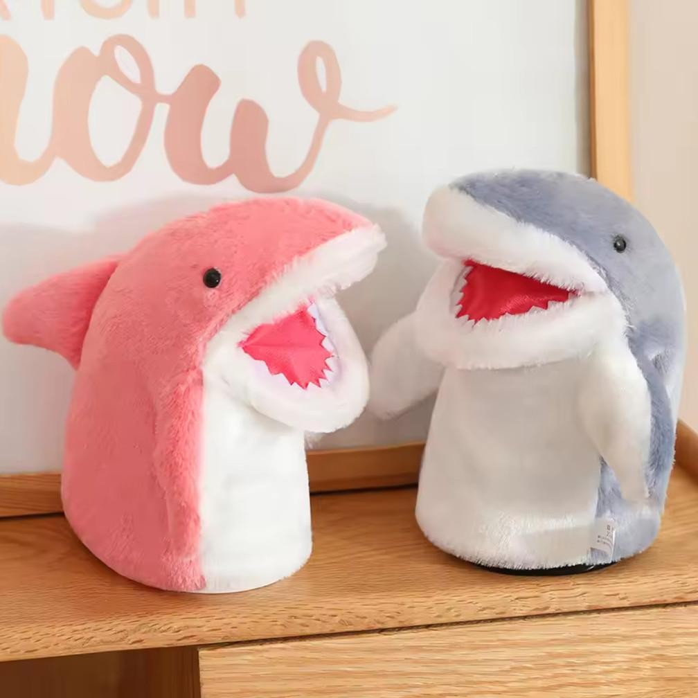 Prermium Boneka Hiu Pink Dan Biru, Boneka Tangan Hiu Pasangan Lucu, Boneka Tangan Pertunjukan Dongen