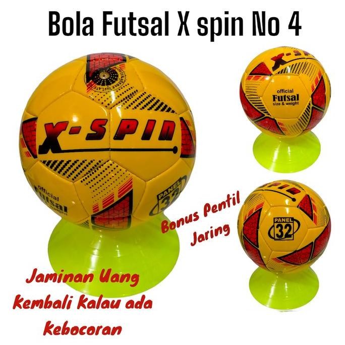 Bola Futsal / Futsal Ball X - Spin Size 4 Bahan Pu Jahit Sesuai Sni Bonus Jaring Dan Pentil Pompa Pe
