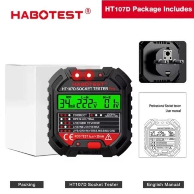 Habotest Ht107D Digital Smart Socket Tester Detector Voltage Test Ori - Ht107D Co