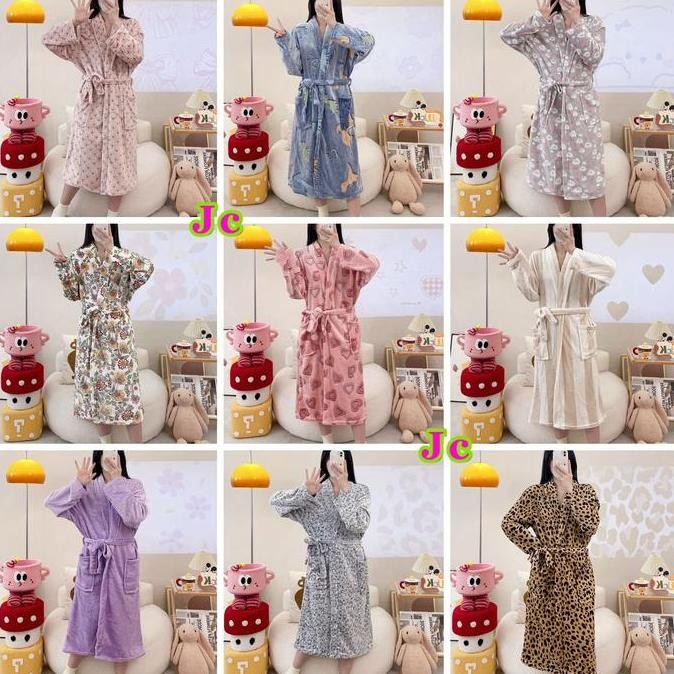 JC Set Kimono Bulu Handuk Import  / Kimono handuk wanita import LC