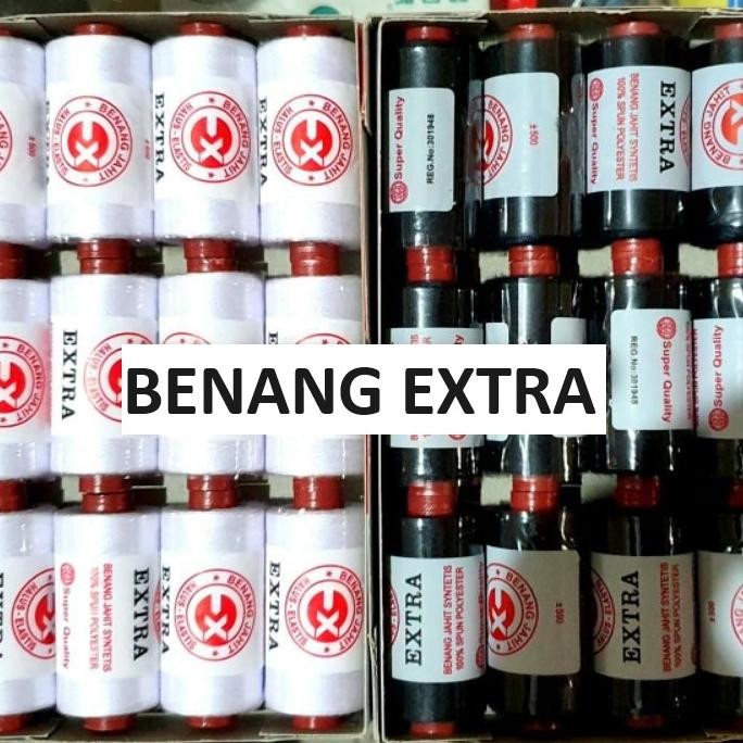 Benang Jahit Extra Lusinan Yard 6 Hitam 6 Putih