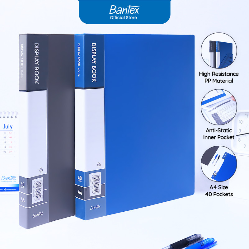 

Bantex Display Book / Clear Holder A4 40 Pocket Bahan PP Anti-Static Warna Klasik BF4104