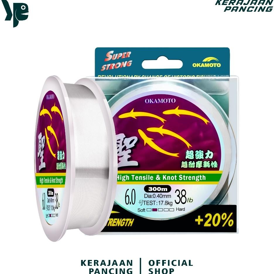 Kerajaan Pancing Senar Pancing Okamoto Panjang 300Meter Warna Putih Nilon Senar Set Peralatan Pancin