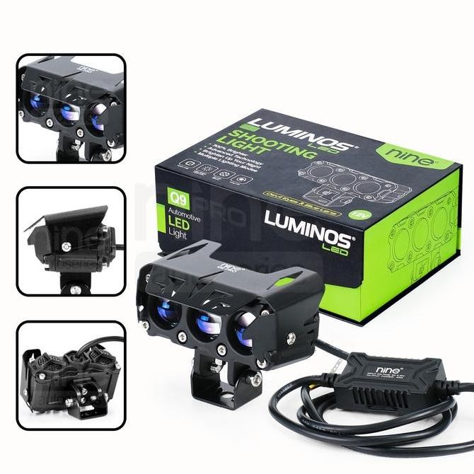 Lampu Sorot Led Sql3 Luminos Q9 Pro 80 Watt Devil Merah/Biru/Ungu 3 Mata 2 Warna Hi Low Asli