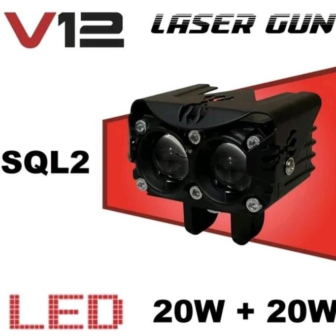 Lampu Tembak Sorot Led Laser Gun Sql 2 Mata Motor Mobil Putih Kuning Terbaik