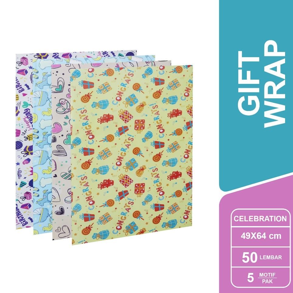

Sidu Kertas Kado Glossy Motif Celebration Gift Wrap 1 Pa Isi 50 Lembar Sdu Gw K Cel Ap