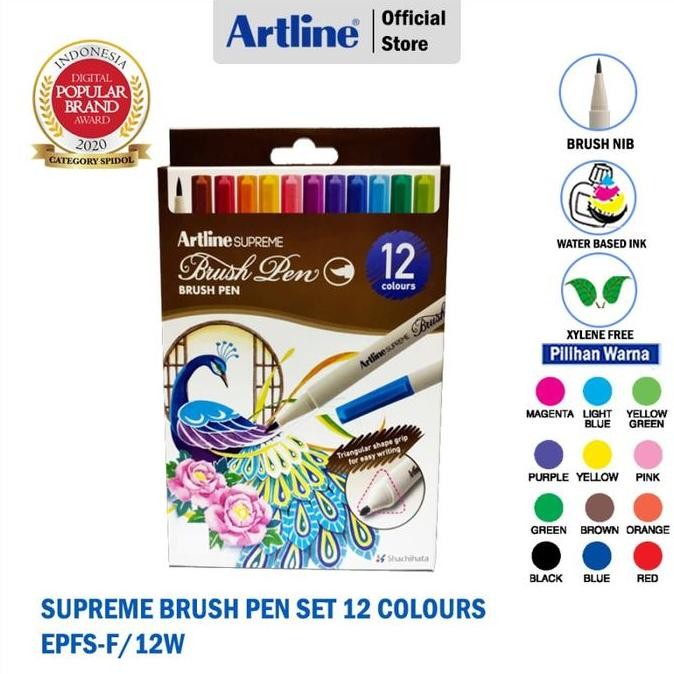 

PROMO! BRUSH PEN ARTLINE SUPREME BRUSH PEN 12 COLOURS EPFS-F/12W
