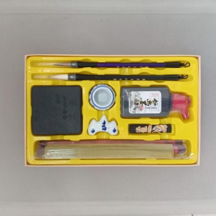 Perlengkapan kaligrafi set tinta kuas kaligrafi china mopit set 2 kuas