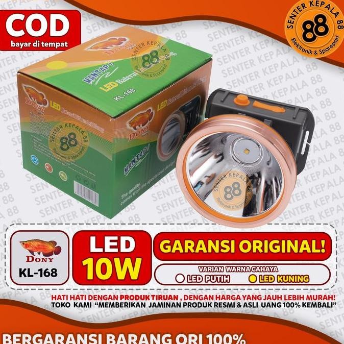 Senter Kepala Dony Original Led 10Watt 10W 10 Watt Kl-168 / Kl168 / Kl 168 Mantap  Cas Ulang Super T