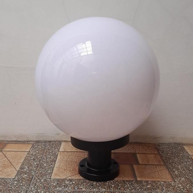 Kap Lampu Taman Pilar Bulat Susu Diameter 30Cm New Stok