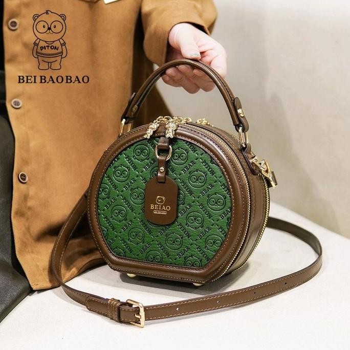 8136 Tas Selempang Wanita 2 Ruang | Tas Model Bulat | Fashion Bag Girl Premium Original Beibaobao