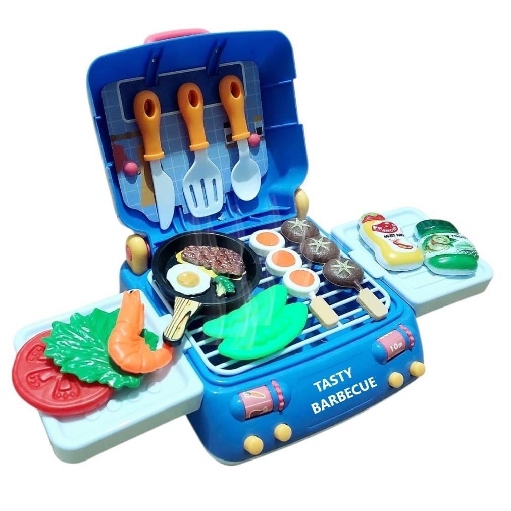 Mainan Anak BTC-0022 TASTY BARBECUE LITTLE CHEF Mainan Masakan Bbq Spray Panggangan Lights Anak Main