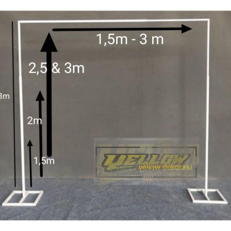 Tiang Adjust 1,5 - 3m Backdrop Tiang Gawang Besi bisa sampai 3x3m