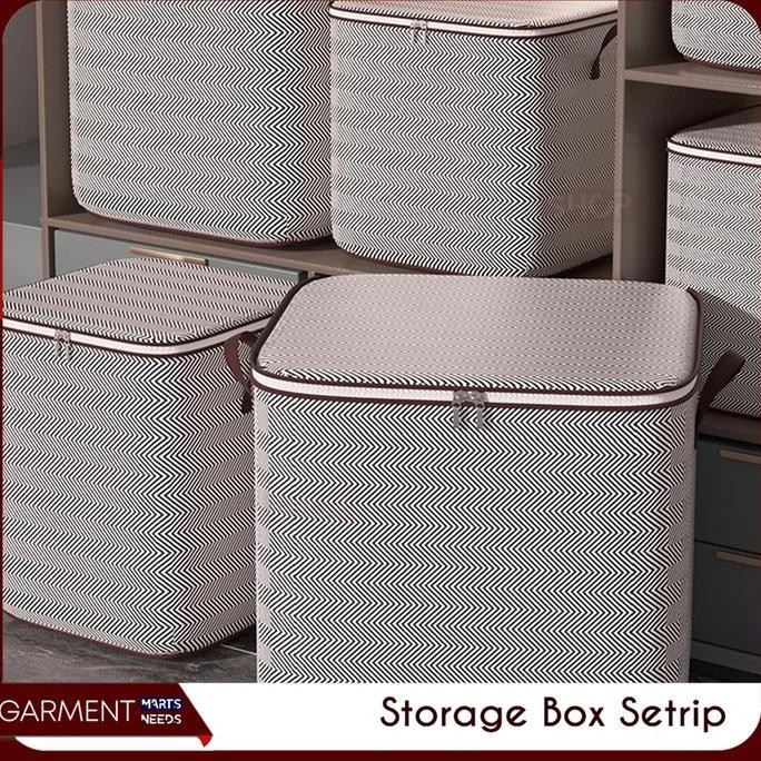 Storage Bag Jumbo Tas Keranjang Penyimpan Selimut Pakaian Lemari Box Organizer Tutup Resleting