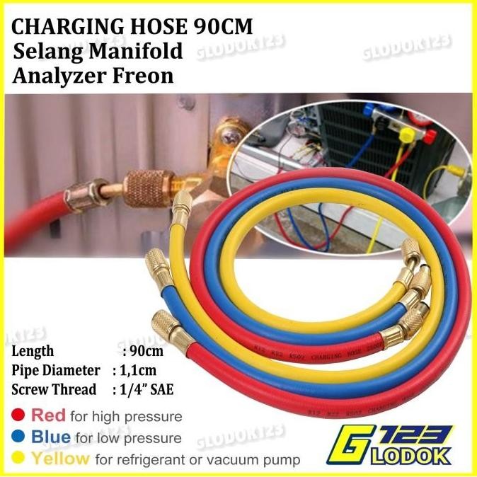 DV140 - Selang Manifold Analyzer AC Isi Freon R12 R22 R32 R410A Charging Hose