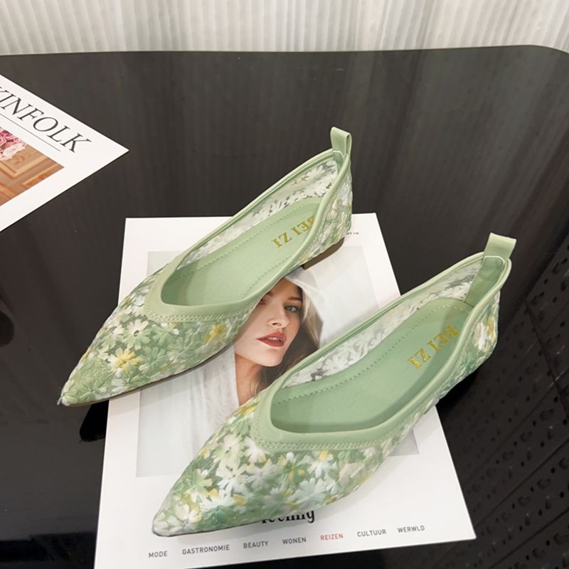 New style Chanel-inspired mesh breathable shallow pointed flat sandals