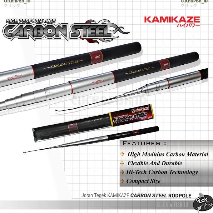 RODPOLE KAMIKAZE CARBON STEEL 270 300 360 450 Joran Tegek Antena Kolam