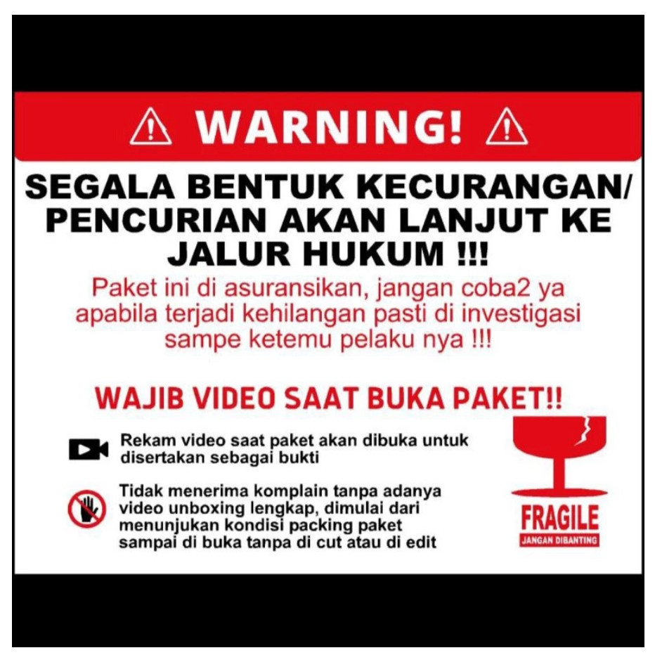 

VIDEO PERHATIAN UNBOXING FRAGILE STICKER ASURANSI FW