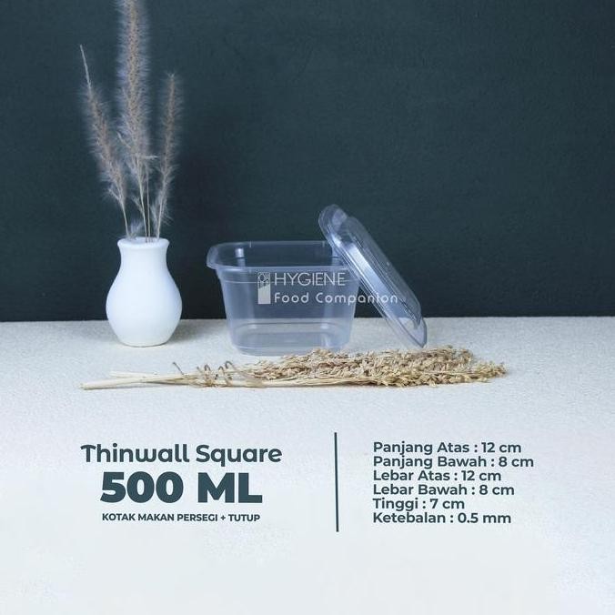 KOTAK MAKAN 500 ML PLASTIK / THINWALL / FOOD CONTAINER PERSEGI 500ML