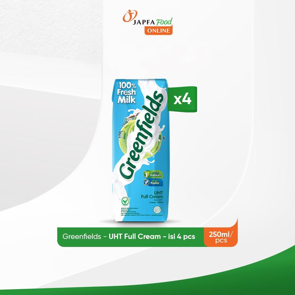 

Greenfields Susu UHT Full Cream 250 ml - isi 4 pcs -100% Fresh Milk dari Greenfields Farm