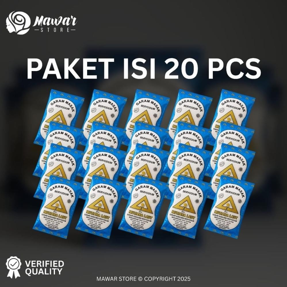

(Terbaru) [ 20 pcs ] 200gr GARAM MASAK BERYODIUM BUMBU DAPUR CAP MUTIARA LAUT (Terlaris)