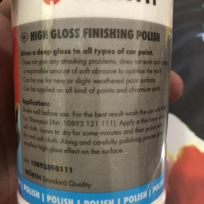 WURTH HIGH GLOSS FINISHING POLISH ( ALL TYPE BODY PAINT )