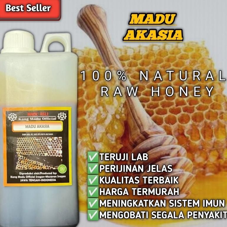 

(Terbaru) MADU ASLI MURNI FULL NEKTAR AKASIA PURE RAW HONEY 100% 1kg HERBAL PREMIUM (Terlaris)