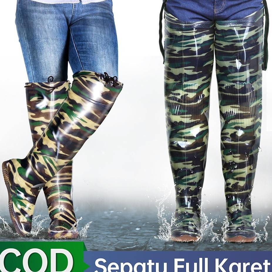 Sepatu Boots Tahan Air Full Karet Anti Ular Untuk Petani Panjang Pria Awet