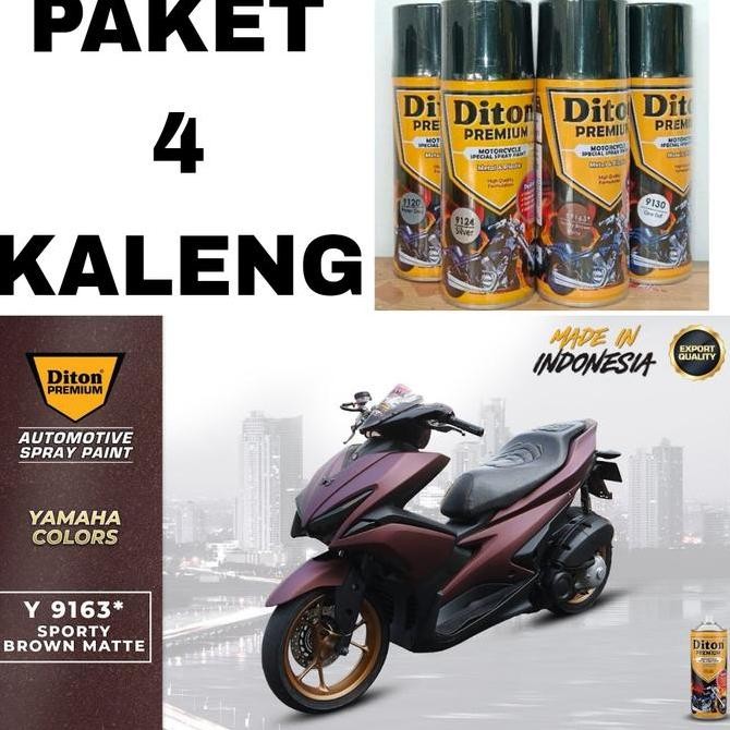 Paket-4Kaleng Pilok Cat Semprot Diton Premium Y9163 Sporty Brown Matte Coklat Doff